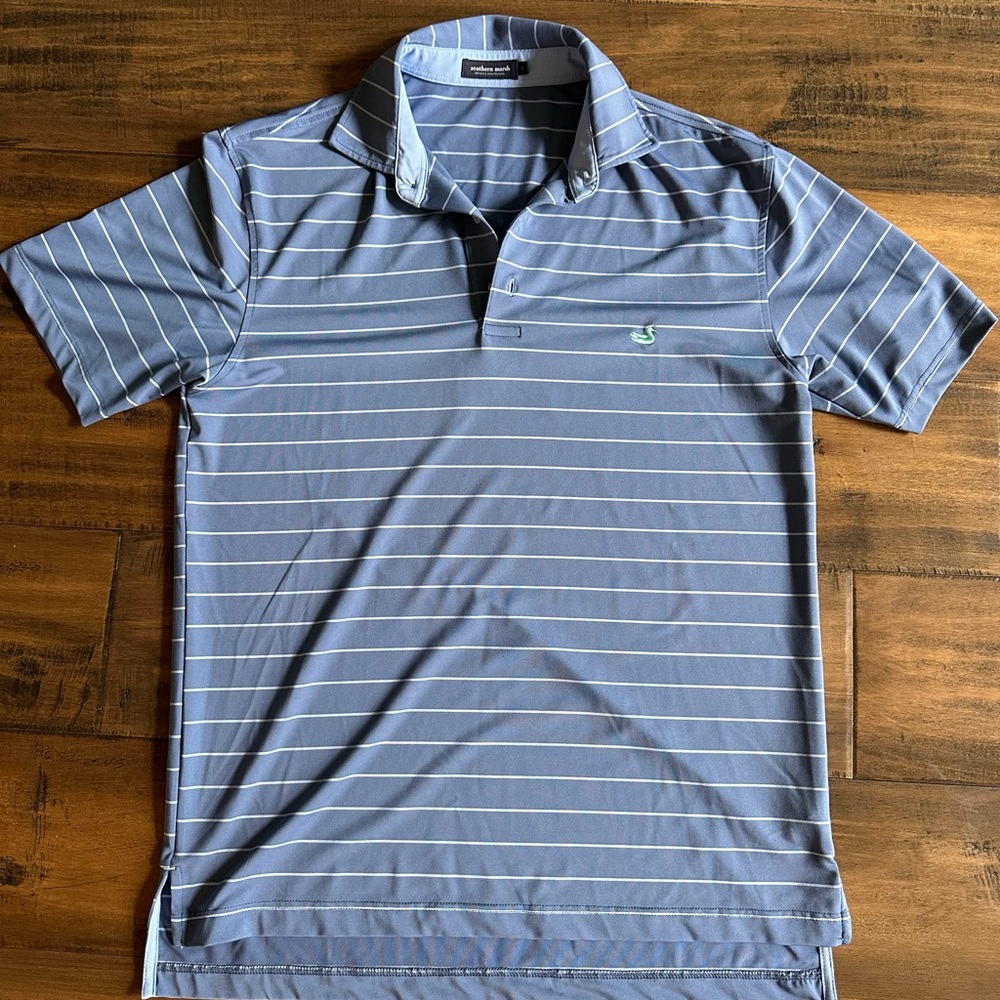 Southern Marsh Men's Blue Striped Performance Polo